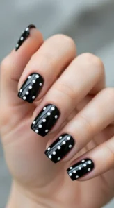 Black and White Minimal Dot Nails