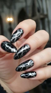 Black Marble with Silver Veins