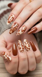 Brown & Cream Retro Flowers
