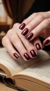 Burgundy Bookish Nails
