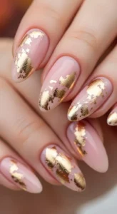 Champagne Foil on Soft Pink Nails