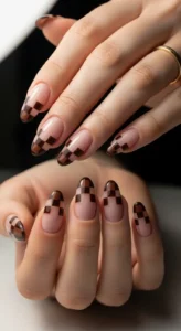 Checkerboard French Tip Nails