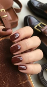 Chocolate Brown Leather Nails