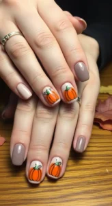 Classic Pumpkin Accent Nails