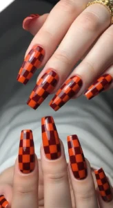 Long & Bold Checkerboard Nails