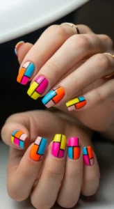 Bold Color Block Nails
