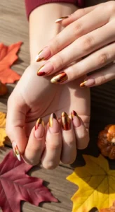 Foil French Tips in Autumn Shades