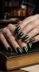 Forest Green Velvet Nails