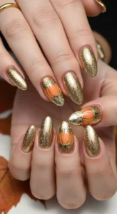 Glitter Pumpkin Nails