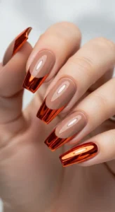 Glossy Taupe with Orange Chrome Tips