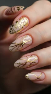 Gold Accent Nails