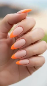 Matte Beige with Neon Orange Tips