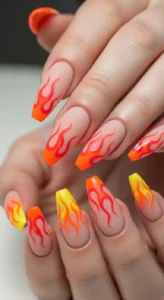 Matte Nude with Orange Flame Tips