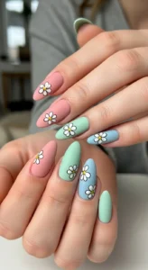 Minimal Retro Flower Nails
