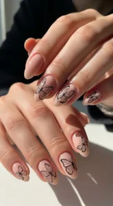 Minimalist Fine-Line Butterfly Nails