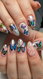 Mixed Texture Butterfly Nails