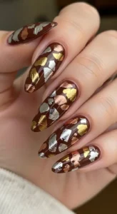 Mixed Metallic Foil on Chocolate Brown