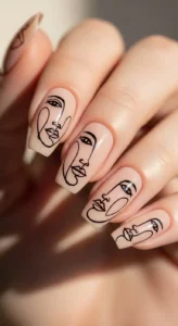 Minimal Line Art Nails