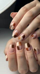 Short Checkerboard Fall Nails