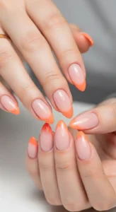 Neutral Nails with Orange French Fade