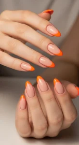 Classic Nude with Bright Orange Tips