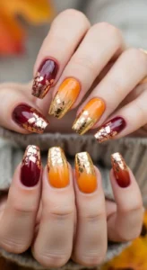 Ombre Nails with Foil Tips