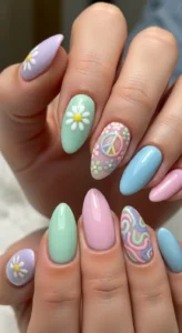 Pastel Flower Power Nails
