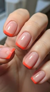 Pink Nude with Orange Micro Tips
