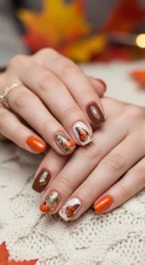 Pumpkin + Butterfly Nail Art