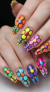 Rainbow Retro Flowers