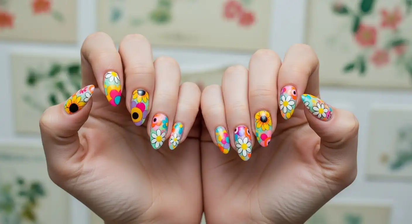 Retro Bloom Nails