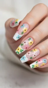 Retro Floral Accent Nails
