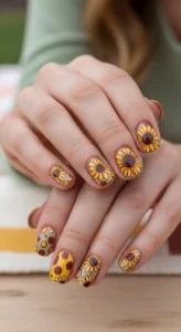 Retro Sunflower Nails