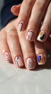 Short Nail Abstract Design