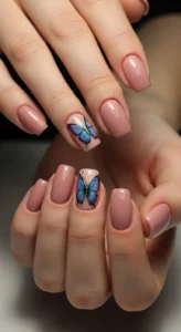 Single Accent Butterfly Nail