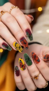 Velvet Texture Butterfly Nails