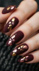 Velvet Matte Nails with Foil Highlights