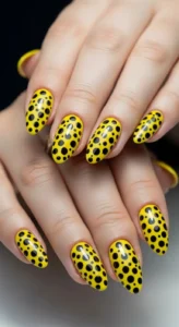 High-Contrast Yellow and Black Nails